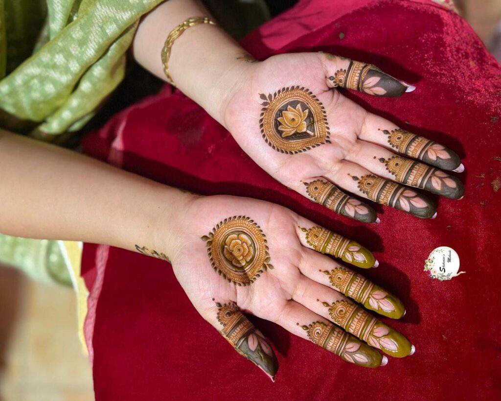 Beautifully Symmetrical Palm Mehndi Designs for Both Hands