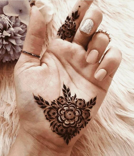 Easy Filled In Floral Henna Tattoo