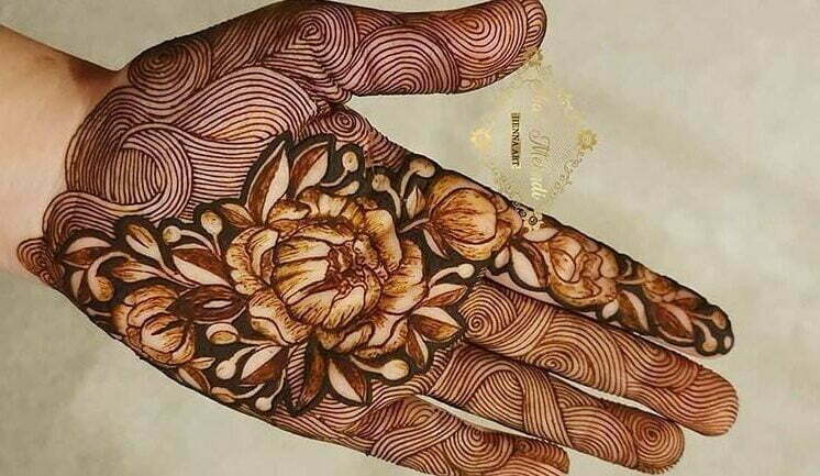 Modern Floral Shaded Hatheli Mehndi Designs for Front Hand