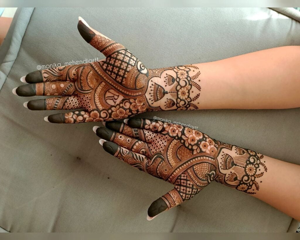 palm mehndi design for bride