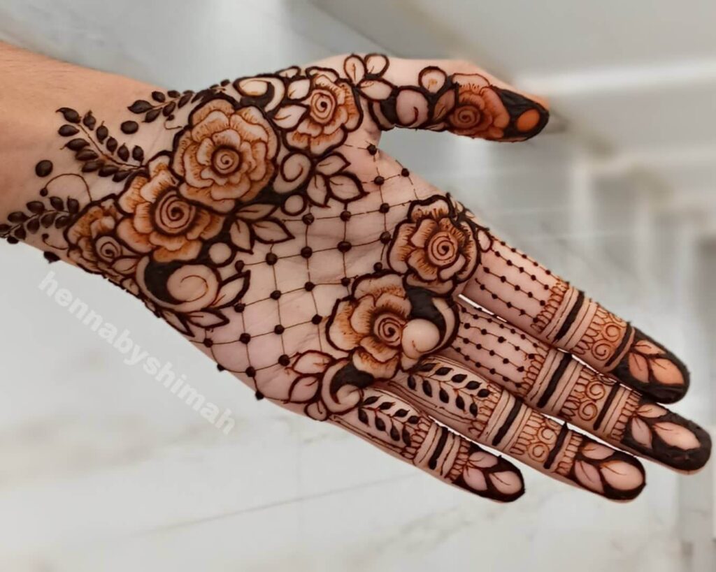 Offbeat Floral Jaal Henna Design 2023